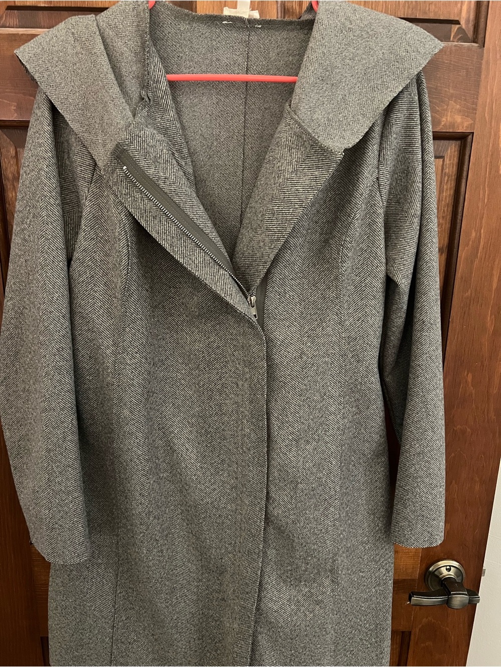 Hem & Thread Gray Hooded Herringbone Coat